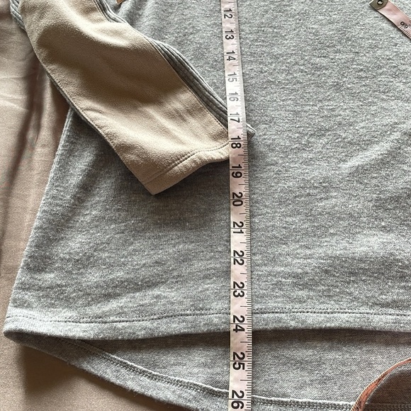 THML Gray Velour Ribbon Laced and Patched Long Sleeve Sweater Size Small - Picture 8 of 9